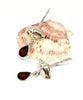 Cast Sterling Shell with Faceted Garnet Stone Double Drop Earrings
