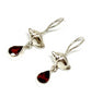 Cast Sterling Shell with Faceted Garnet Stone Double Drop Earrings