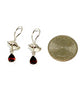Cast Sterling Shell with Faceted Garnet Stone Double Drop Earrings