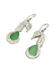 Sea Horse & Green Sea Glass Earrings