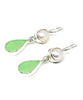 Soft Green Sea Glass with Pearl Earrings Double Drop Earrings