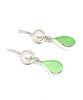 Soft Green Sea Glass with Pearl Earrings Double Drop Earrings