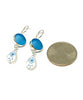 Bright Turquoise Frosted Glass with Aqua Floral Vintage Pottery Double Drop Earrings