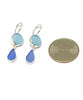 Bright Aqua and Blue Sea Glass Double Drop Earrings