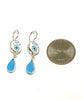 Aqua Floral Vintage Pottery with Turquoise Sea Glass Double Drop Earrings