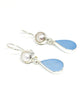 Light Blue Sea Glass with Pearl Earrings Double Drop Earrings