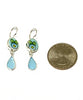 Turquoise & Yellow Flower Vintage Pottery with Aqua Sea Glass Double Drop Earrings