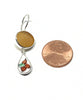 Rich Amber Sea Glass with Orange Floral Vintage Pottery Double Drop Earrings