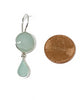 Chalcedony Stone with Coke Bottle Blue Sea Glass Double Drop Earrings