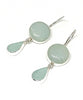 Chalcedony Stone with Coke Bottle Blue Sea Glass Double Drop Earrings