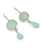 Chalcedony Stone with Coke Bottle Blue Sea Glass Double Drop Earrings