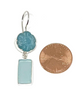 Hand Carved Amazonite Flower with Aqua Sea Glass Rectangles Double Drop Earrings