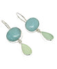 Chalcedony Stone with Soft Mint Green Sea Glass Double Drop Earrings