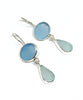 Shades of Aqua Sea Glass Double Drop Earrings
