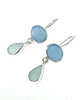 Shades of Aqua Sea Glass Double Drop Earrings
