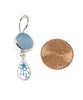 Light Blue Sea Glass with Aqua & White Flower Vintage Pottery Double Drop Earrings