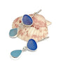 Blue and Aqua Natural Shape Sea Glass Double Drop Earrings