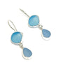 Shades of Aqua and Pale Blue Natural Shape Sea Glass Double Drop Earrings