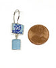 Aqua & Blue Flower Vintage Pottery with Aqua Sea Glass Double Drop Earrings