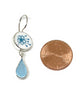 Aqua & White Flower Vintage Pottery with Aqua Sea Glass Double Drop Earrings