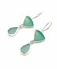 Shades of Coke Bottle Blue Multi Shape Sea Glass Double Drop Earrings
