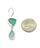 Shades of Coke Bottle Blue Multi Shape Sea Glass Double Drop Earrings