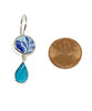 Aqua & Blue Floral Vintage Pottery with Aqua Stained Glass Double Drop Earrings