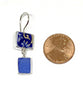 Bold Blue & Gold Flower Vintage Pottery with Blue Sea Glass Double Drop Earrings