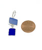 Denim Blue & Textured Cobalt Sea Glass Double Drop Earrings