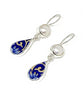 Blue & Gold Vintage Pottery with Pearl Double Drop Earrings