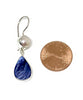 Dark Blue Mother of Pearl with Pearl Double Drop Earrings