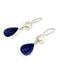 Dark Blue Mother of Pearl with Pearl Double Drop Earrings