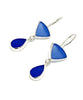 Shades of Blue Sea Glass Double Drop Earrings
