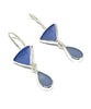 Blue & Light Blue Sea Glass Double Drop Earrings