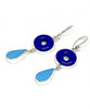 Cobalt Glass Donut & Turquoise Stained Glass Double Drop Earrings