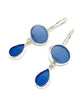 Dark Blue & Cobalt Sea Glass Double Drop Earrings