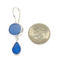 Dark Blue & Cobalt Sea Glass Double Drop Earrings