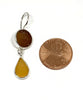 Round Brown and Amber Drop Sea Glass Double Drop Earrings