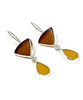 Brown & Amber Sea Glass Double Drop Earrings