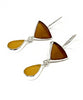Brown & Amber Sea Glass Double Drop Earrings