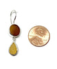 Round Light Brown and Amber Drop Sea Glass Double Drop Earrings