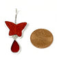 Red Cinnabar Butterfly with Red Stained Glass Double Drop Earrings