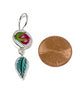 Red Rosebud and Green Leaf Vintage Pottery Double Drop Earrings