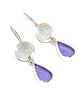 Dichroic Clear Glass with Lavender Stained Glass Double Drop Earrings