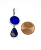 Cobalt Sea Glass & Dark Blue Mother of Pearl Double Drop Earrings