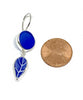 Cobalt Sea Glass with Blue & White Vintage Pottery Leaf Double Drop Earrings