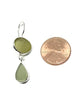 Khaki Green and Dark Olive Green Sea Glass Double Drop Earrings