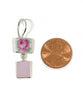 Pink Rose Vintage Pottery with Pink Stained Glass Double Drop Earrings