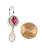 Pink & Yellow Flower Vintage Pottery with Pink Sea Glass Double Drop Earrings