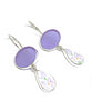 Lavender Frosted Glass with Light Purple Floral Vintage Pottery Double Drop Earrings